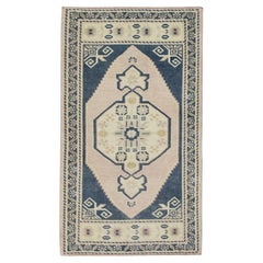 1960s Pink 
Blue Vintage Turkish Mini Rug 1
10" X 3
1"