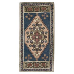 1960s Pink 
Blue Vintage Turkish Mini Rug 1
8" X 3
6"