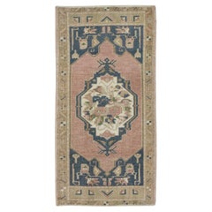 1960s Pink 
Blue Vintage Turkish Mini Rug 1
9" X 3
5"