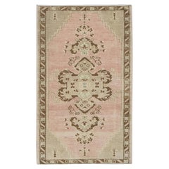 1960s Pink 
Brown Vintage Turkish Mini Rug 1
7" X 2
10"
