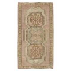 1960s Pink 
Brown Vintage Turkish Mini Rug 1
9" X 3
2"