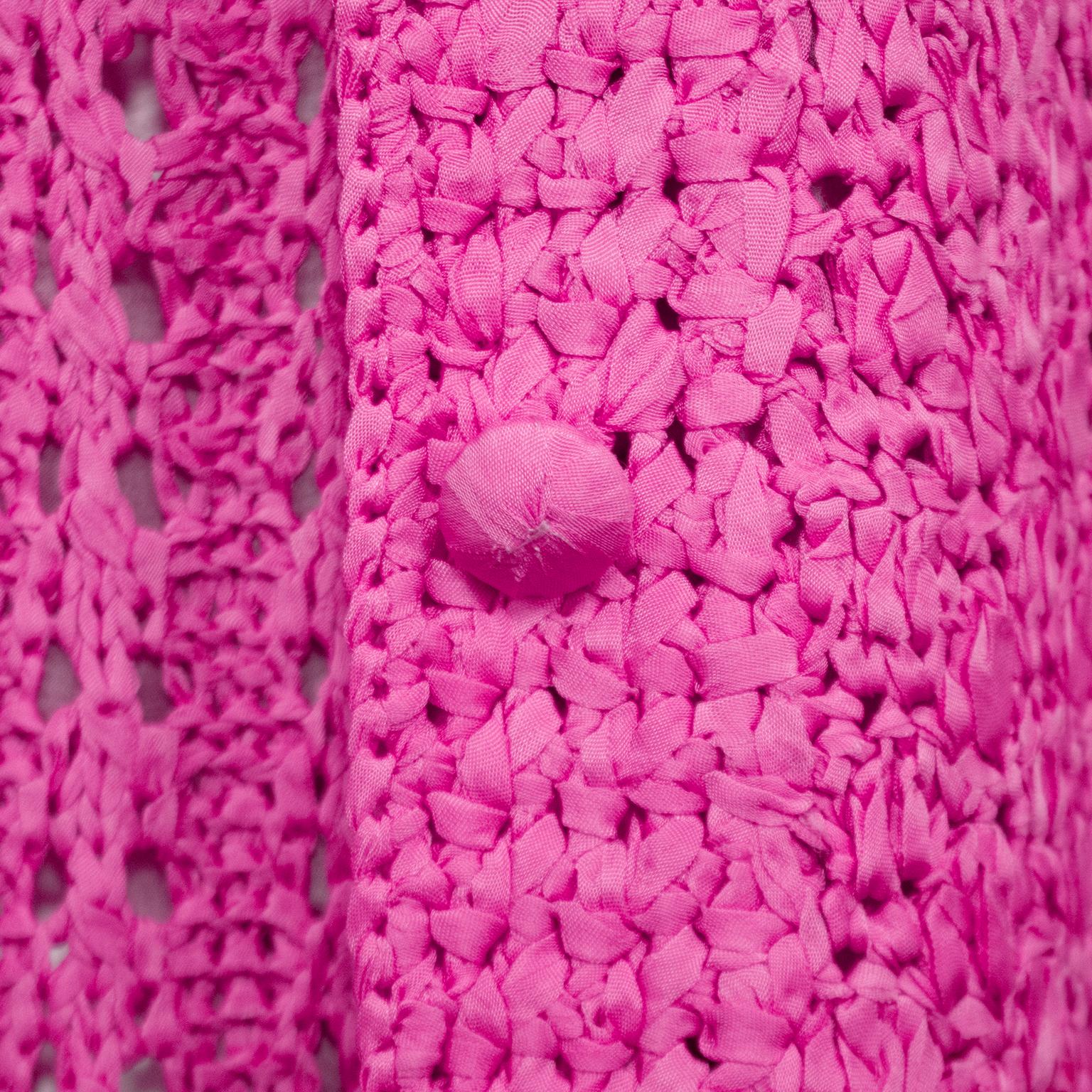 1960s Pink Crochet 3 Piece Skirt Suit For Sale 3