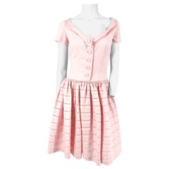 1960s Pink Drop-Waist Linen Day Dress