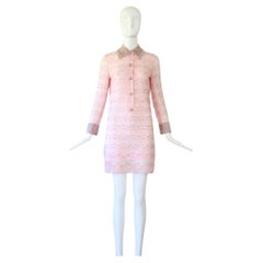 1960's Pink Floral Lace Beaded Cocktail Dress UK 8 US 4