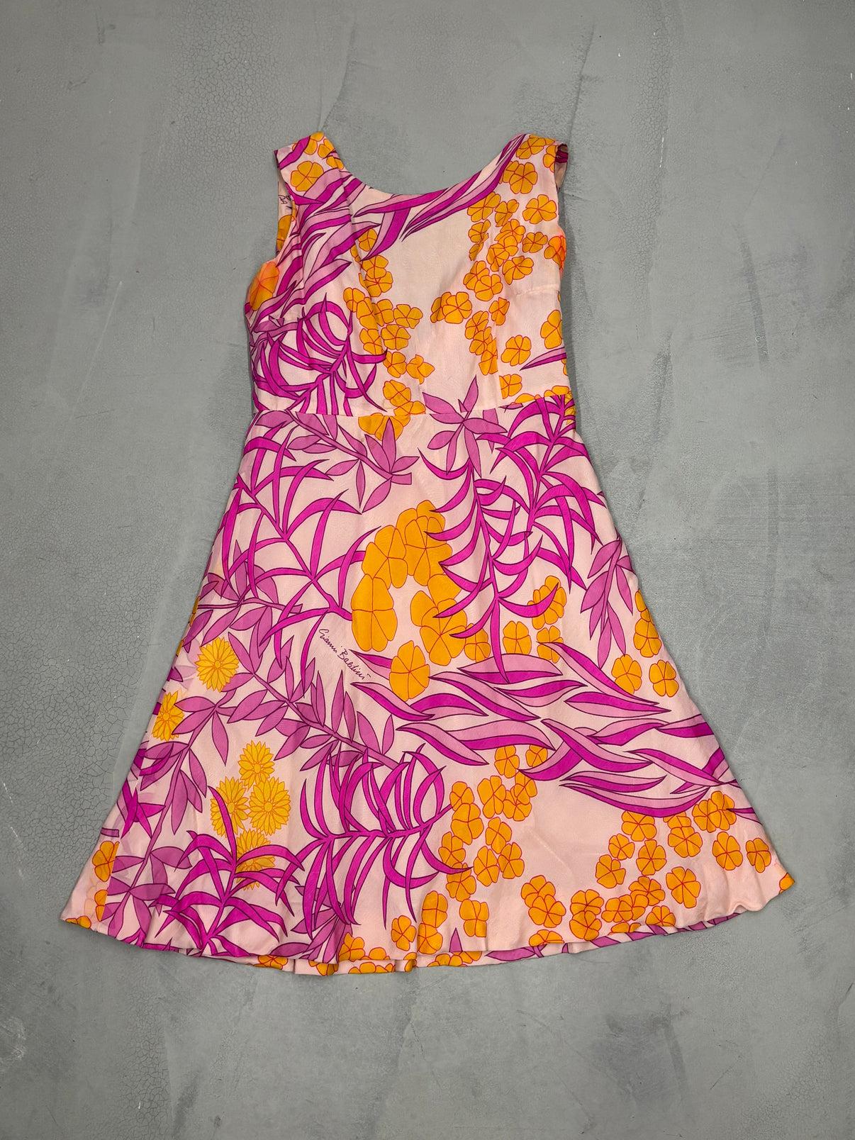 Women's 1960's Pink floral print dress For Sale
