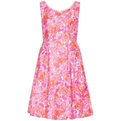 Vintage 1960s Pink Floral Print Sun Dress 