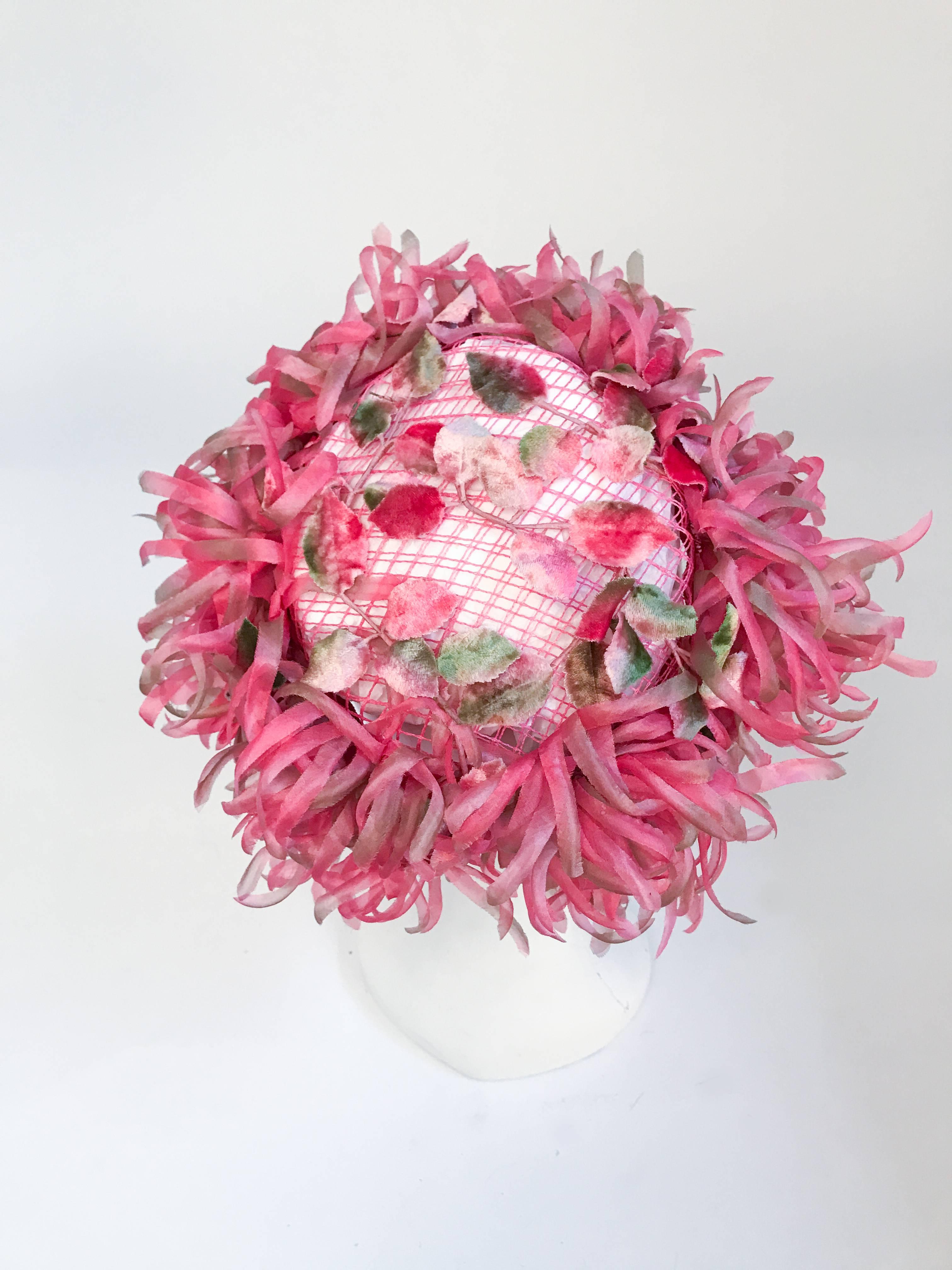 Pink Flower and Foliage Hat, 1960s  1