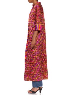 1960S Pink & Fuchsia  Polyester Quilted Paisley Print Coat