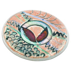 1960s Pink Fusion Sculptural Art Glass Plate Abstract Modern Boyce Lundstrom
