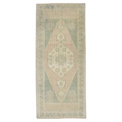 1960s Pink 
Gray Vintage Turkish Mini Rug 1
8" X 3
10"