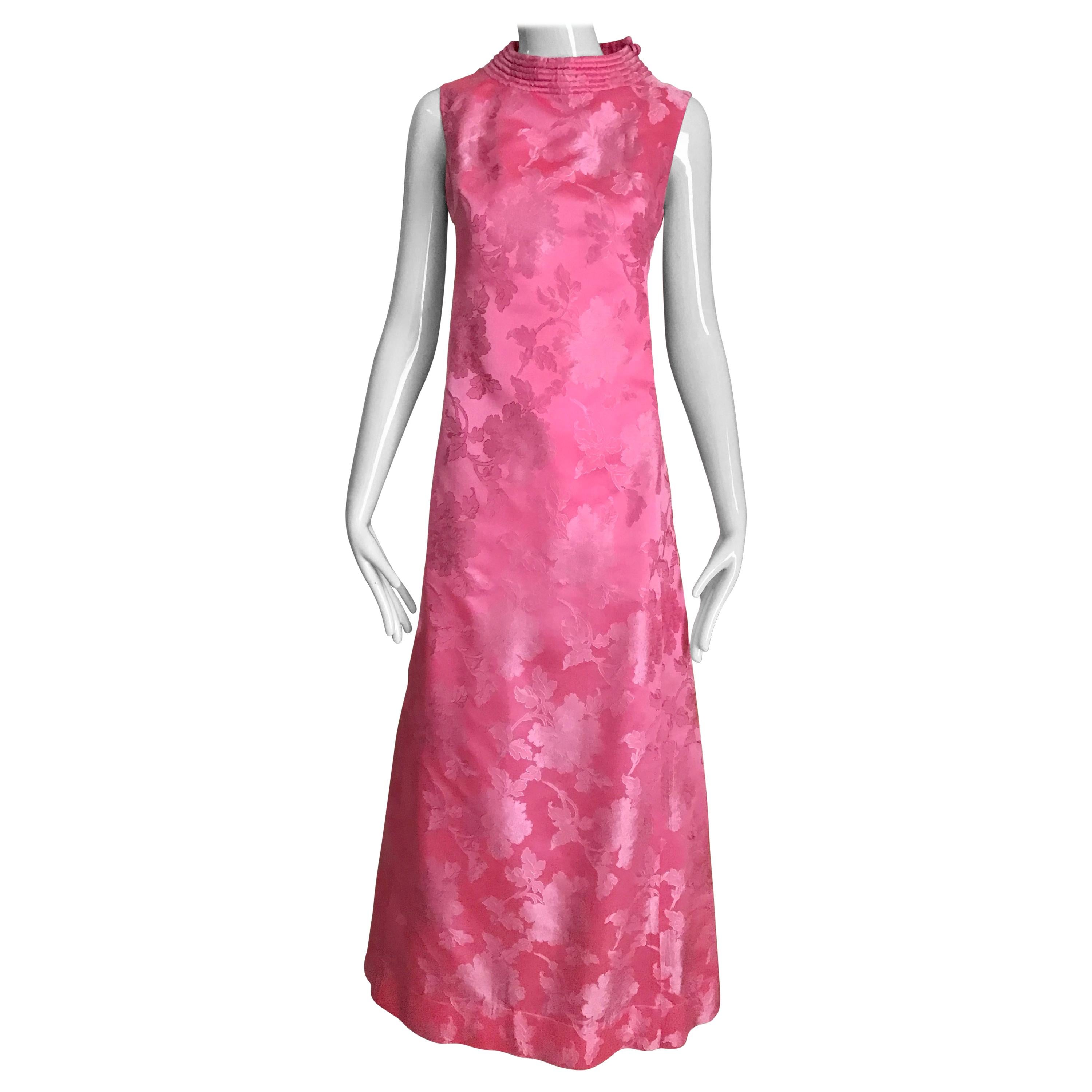 1960s Pink Jacquard Sleeveless Dress