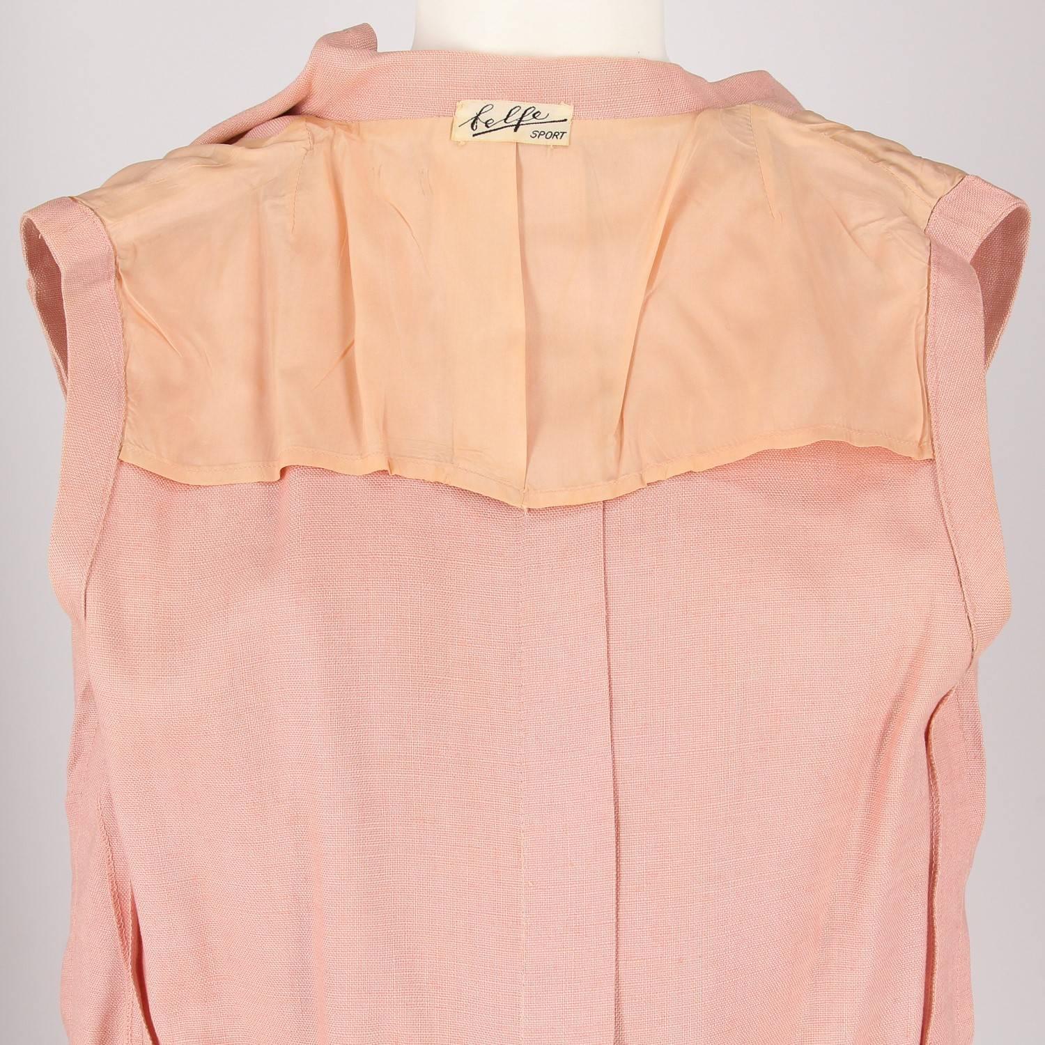 Pink Linen Tailored Vintage Suit, 1960s  3