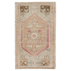 1960s Pink Multicolor Vintage Turkish Mini Rug 1
8" X 2
11"