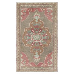 1960s Pink Multicolor Vintage Turkish Mini Rug 1
9" X 3
2"