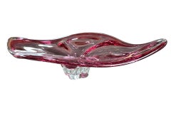 1960s Pink Platter designed by Josef Hospodka for the Chřibská Glassworks
