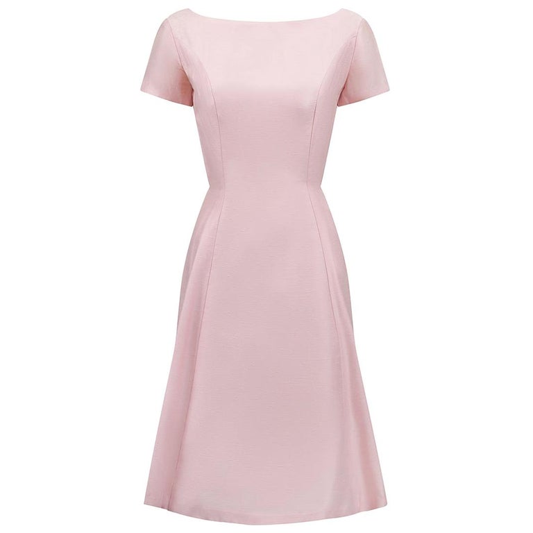 1960s Pink Princess Seam Cut Formal Dress For Sale at 1stDibs
