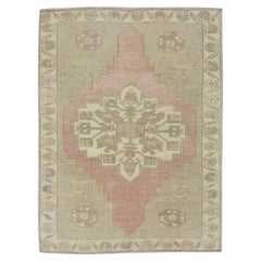 1960s Pink 
Taupe Vintage Turkish Mini Rug 1
10" X 2
5"