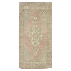 1960s Pink 
Taupe Vintage Turkish Mini Rug 1
8" X 3
6"