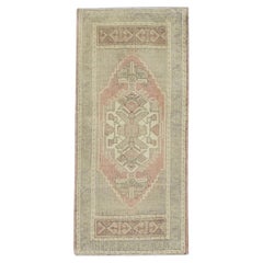 1960s Pink 
Taupe Vintage Turkish Mini Rug 1
9" X 3
7"