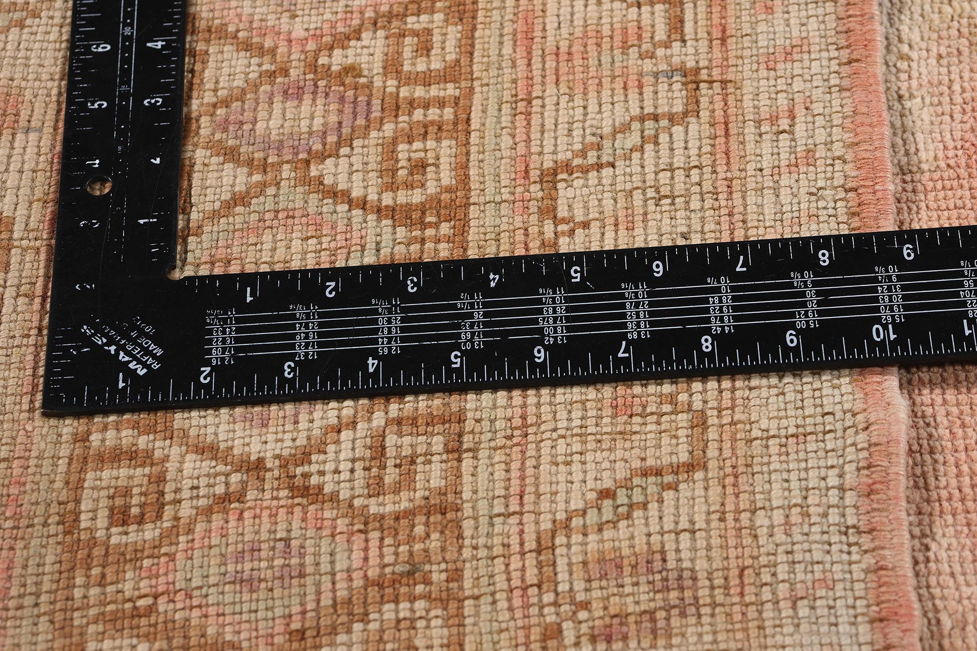 Wool 1960's Pink Turkish Oushak Carpet with Modern Style For Sale