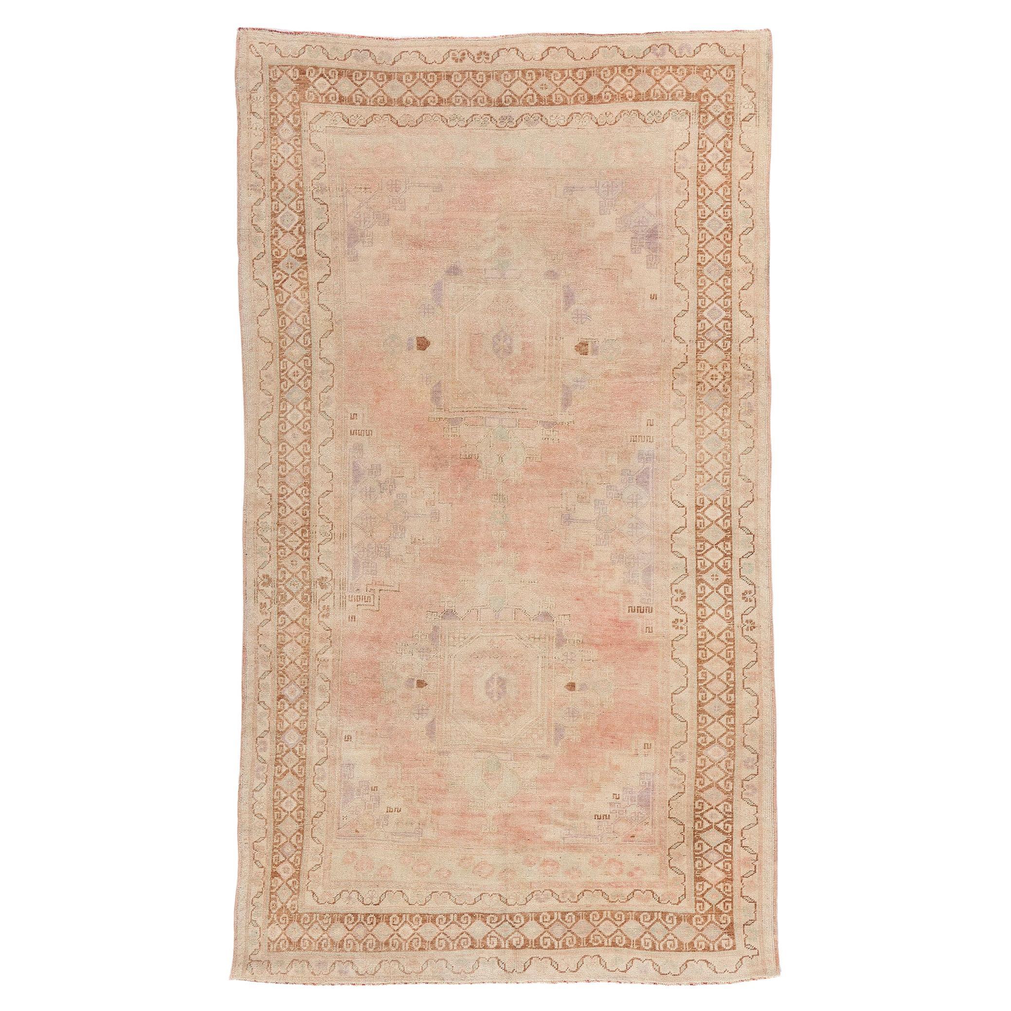 1960's Pink Turkish Oushak Carpet with Modern Style