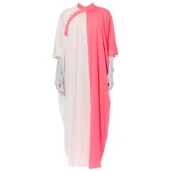 1960S Pink & White Nylon Jersey Mod Kaftan