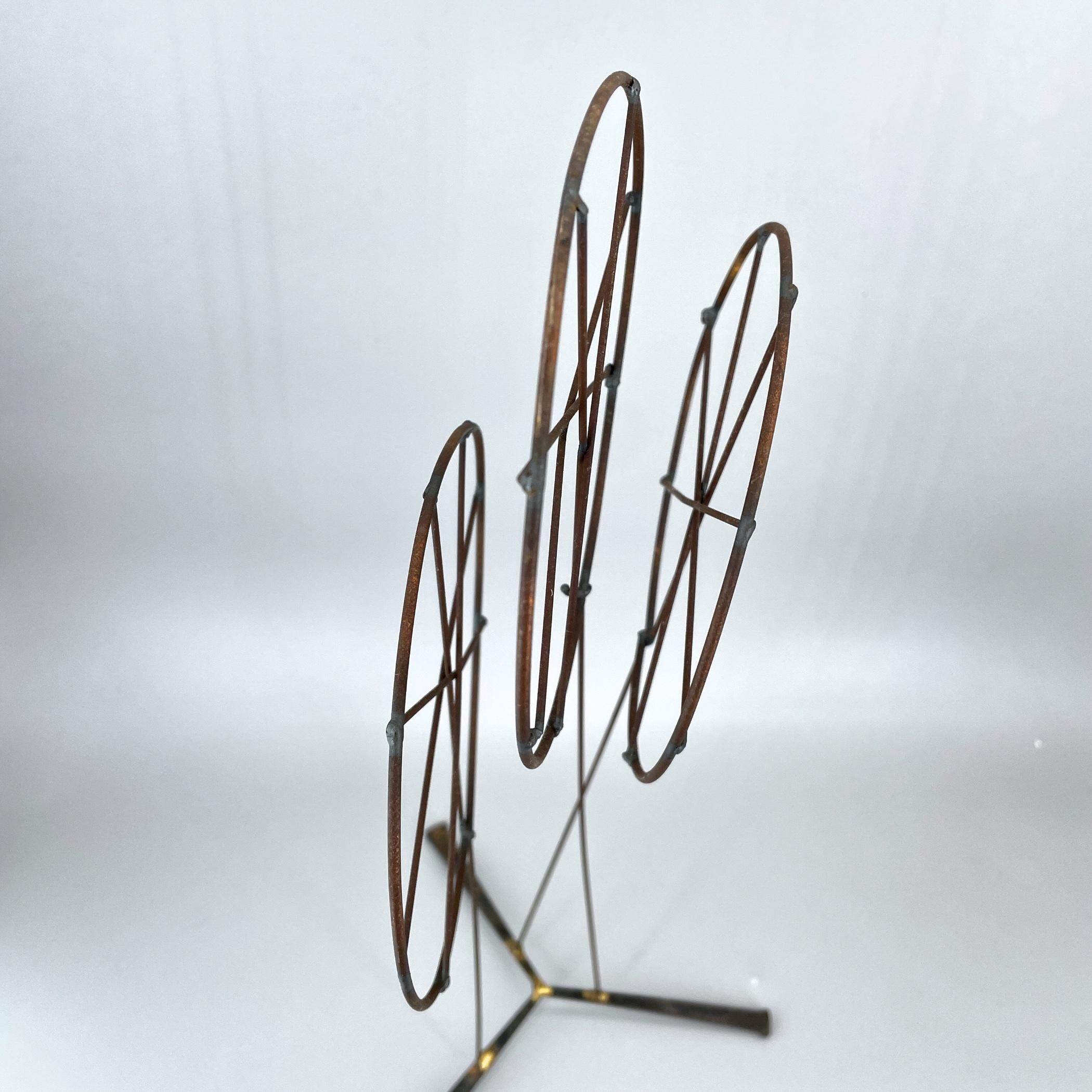Mid-Century Modern 1960s Pinwheel Brazen Nail Table Sculpture Mid-Century Starburst as Curtis Jere For Sale