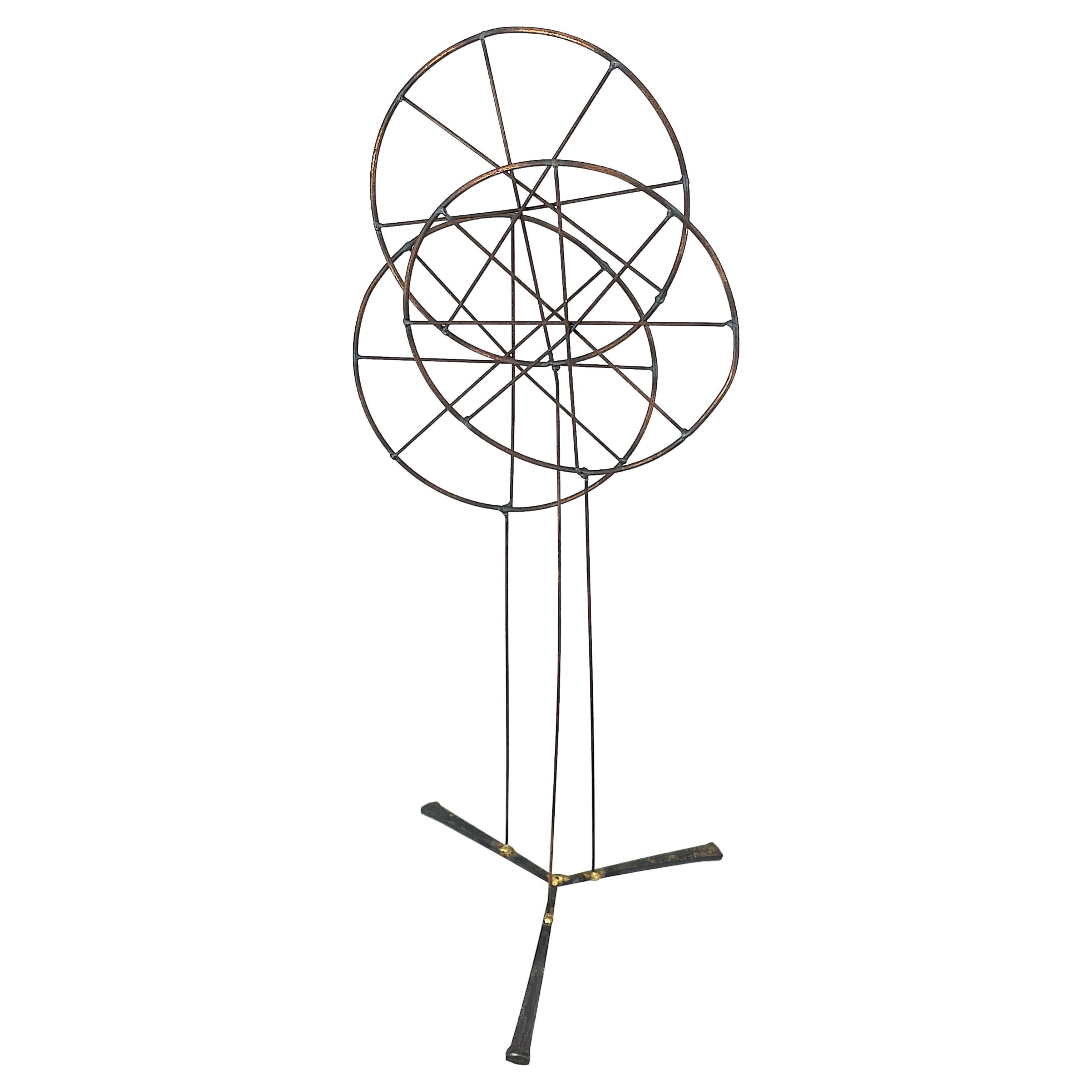 1960s Pinwheel Brazen Nail Table Sculpture Mid-Century Starburst as Curtis Jere For Sale