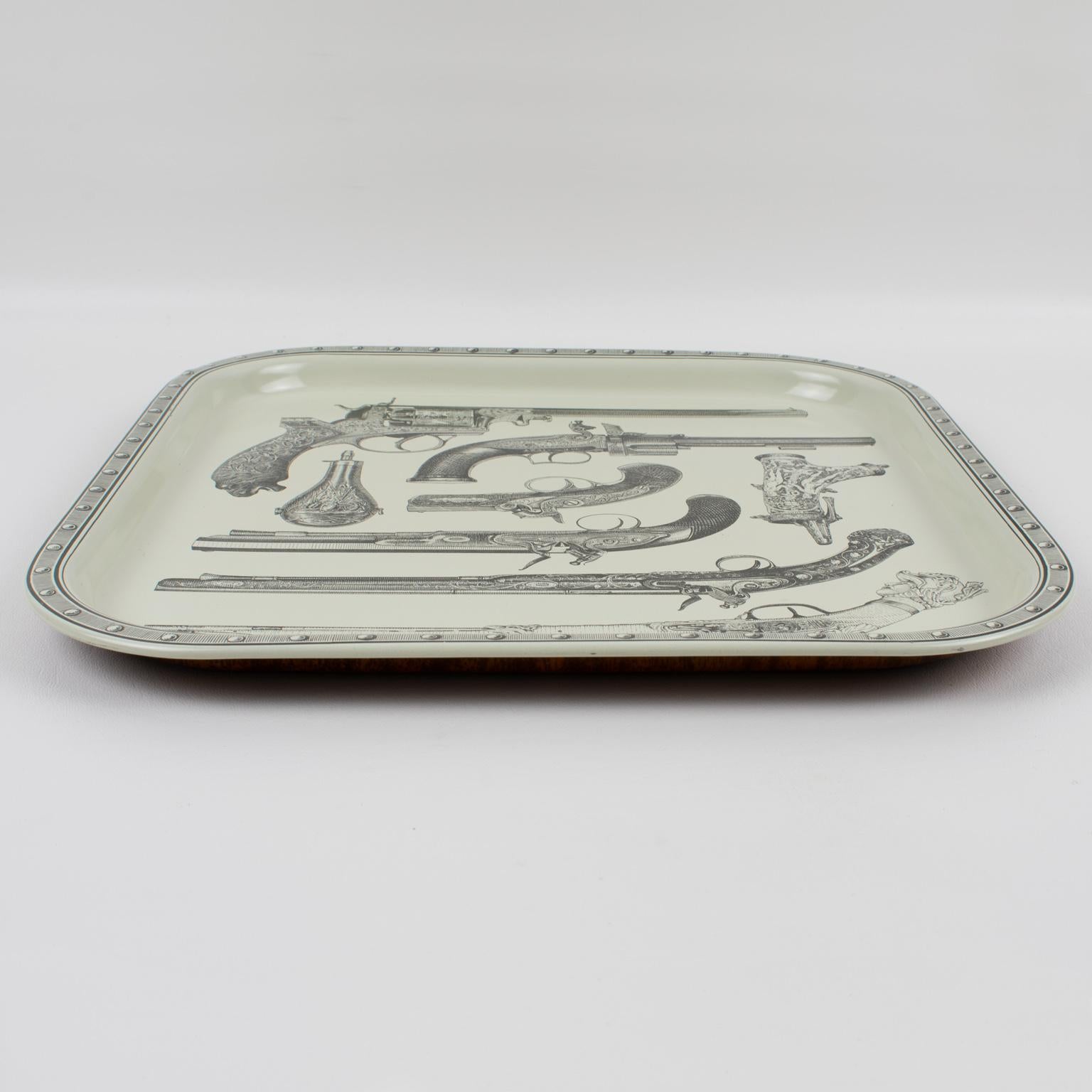 Mid-Century Modern 1960s Pistol Barware Serving Tray Attributed to Piero Fornasetti
