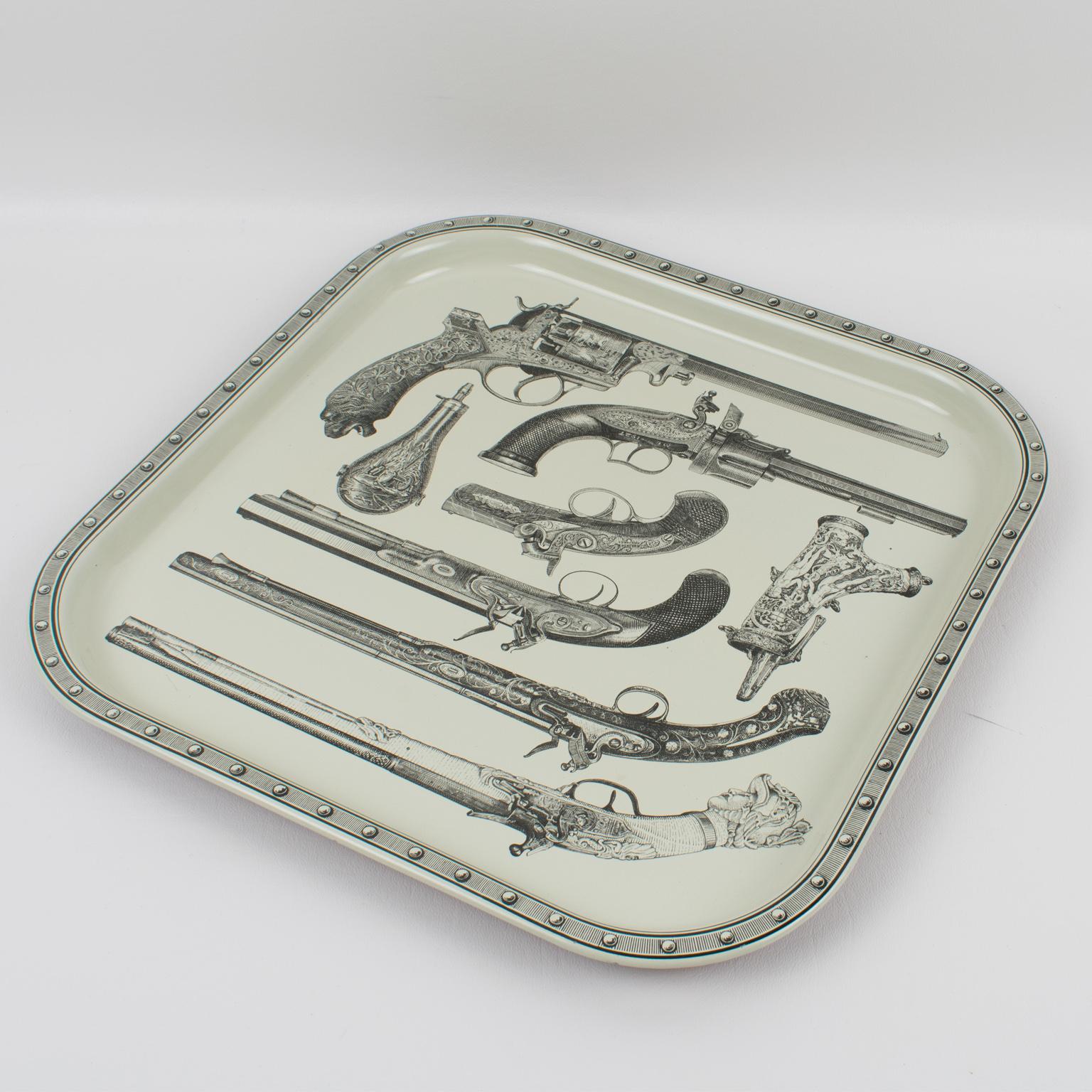 1960s Pistol Barware Serving Tray Attributed to Piero Fornasetti In Good Condition In Atlanta, GA