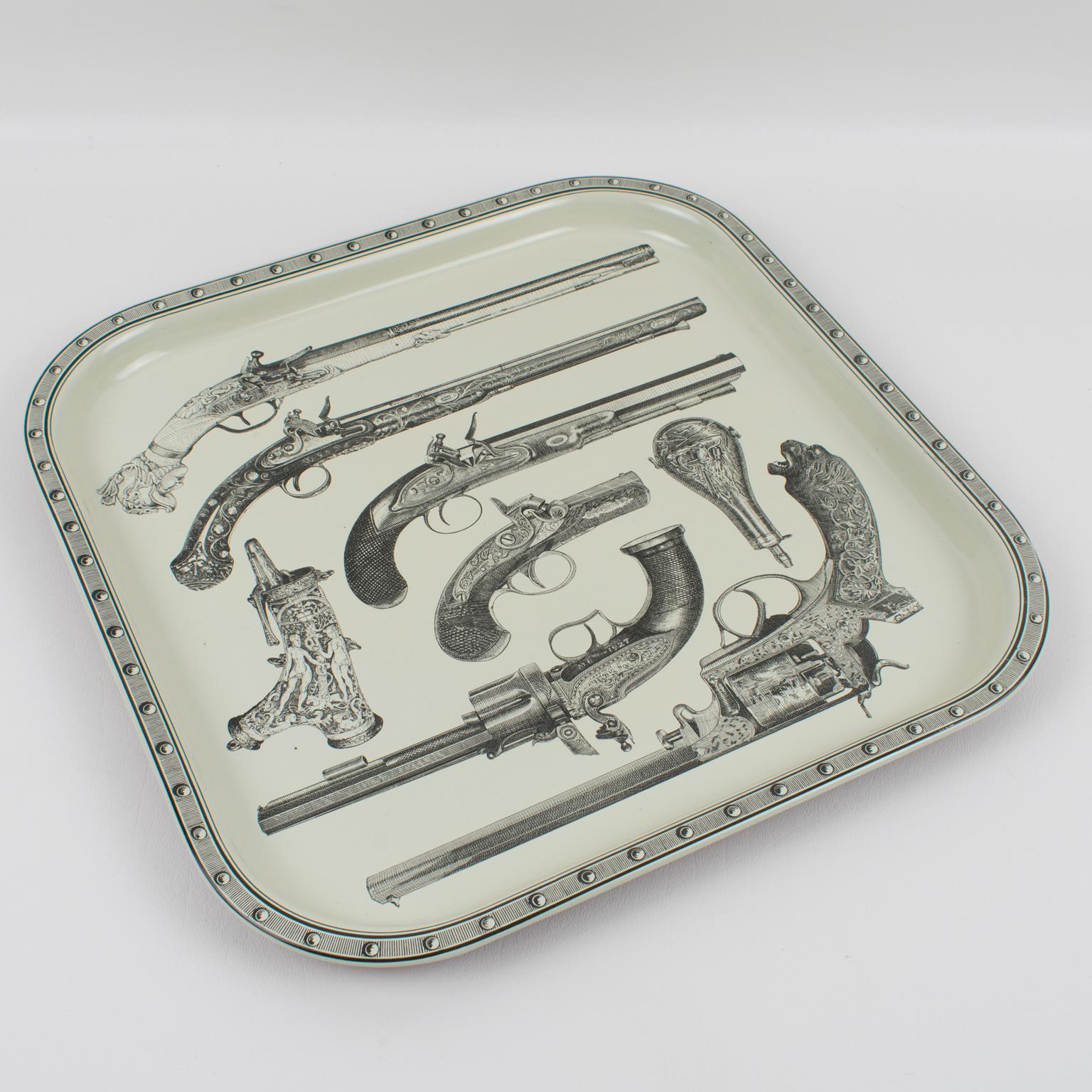 Mid-20th Century 1960s Pistol Barware Serving Tray Attributed to Piero Fornasetti