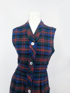 1960s Plaid Wool Shift Dress