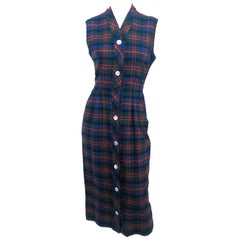 1960s Plaid Wool Shift Dress