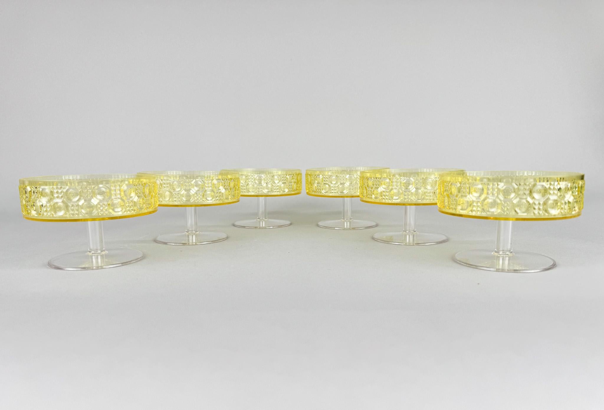 Mid-Century Modern 1960's Plastic Ice-Cream Cups, Set of 6, Germany For Sale