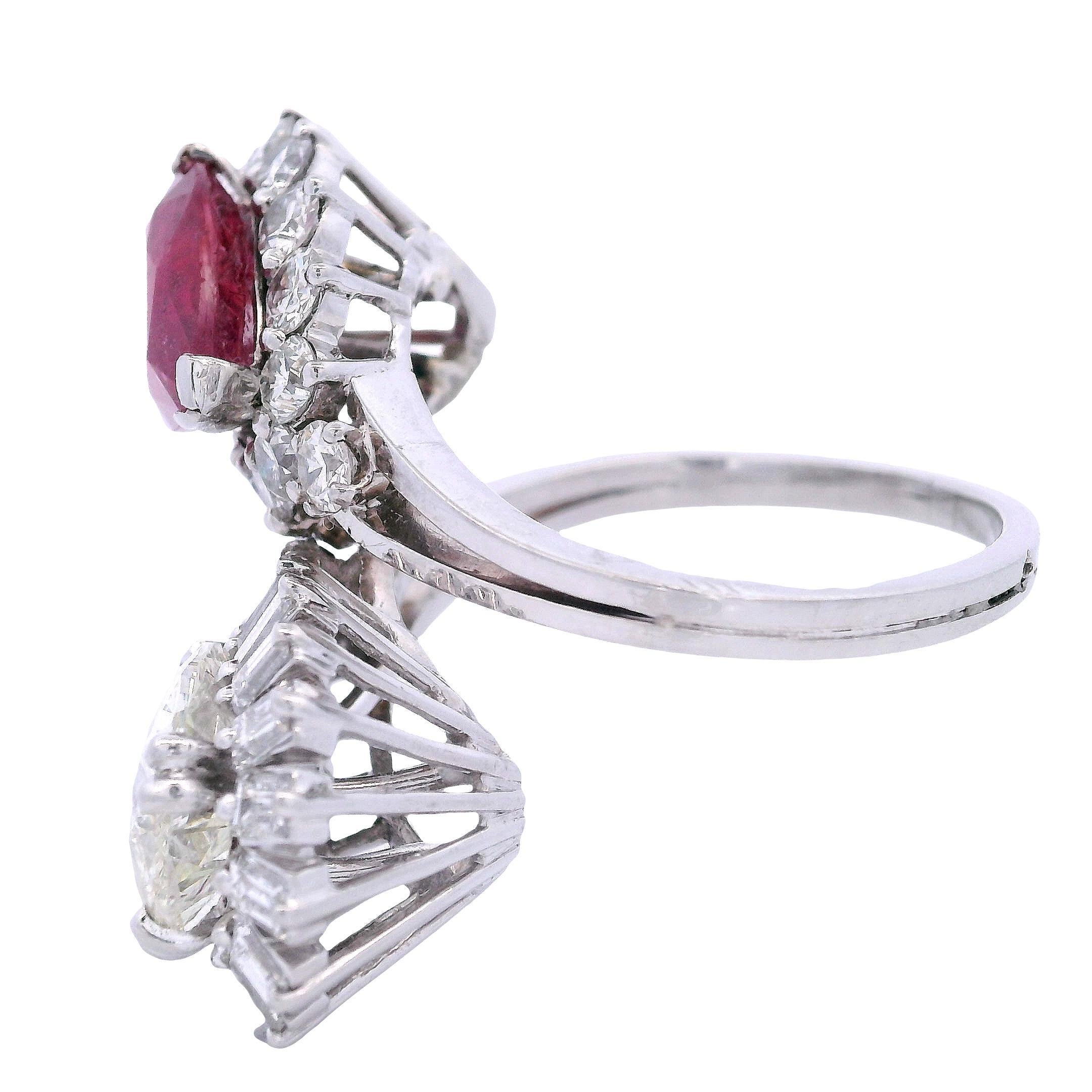 Women's or Men's 1960’s Platinum Ruby & Diamond Ring For Sale