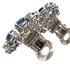 1960er Jahre Platin Saphir und Diamant Clip-Ohrringe