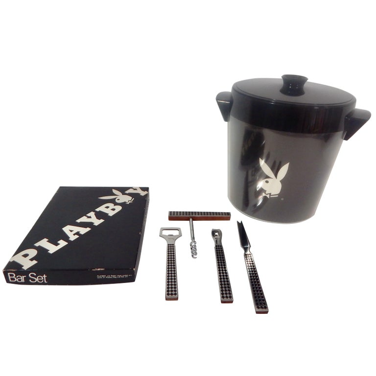 1960s, Playboy Bar Utensil Set and Ice Bucket at 1stDibs