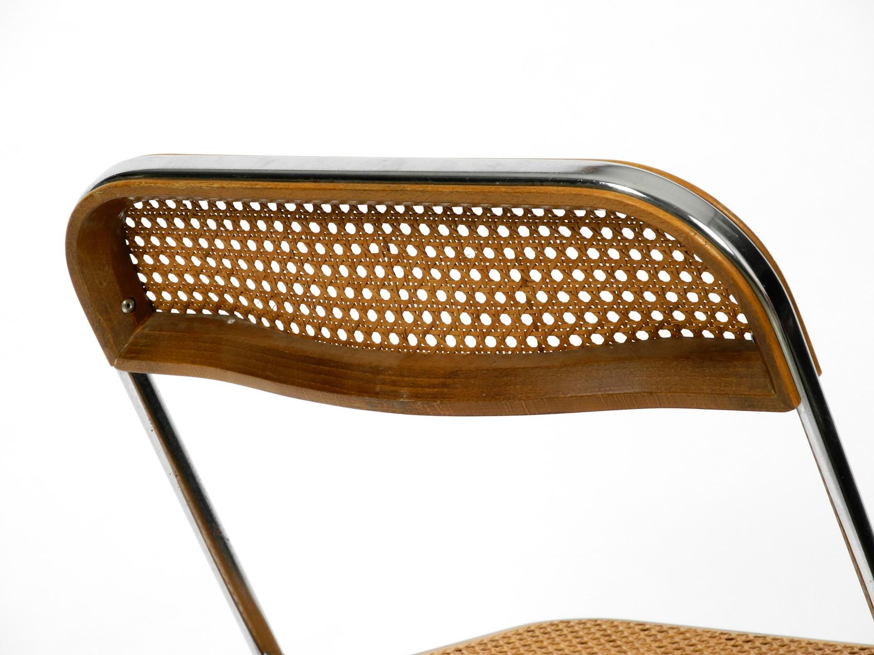 Aluminum 1960s Plia Folding Chair with Woven Wicker Giancarlo Piretti for Castelli, 1967