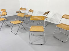 1960s Plia Folding Chair with Woven Wicker Giancarlo Piretti for Castelli, 1967