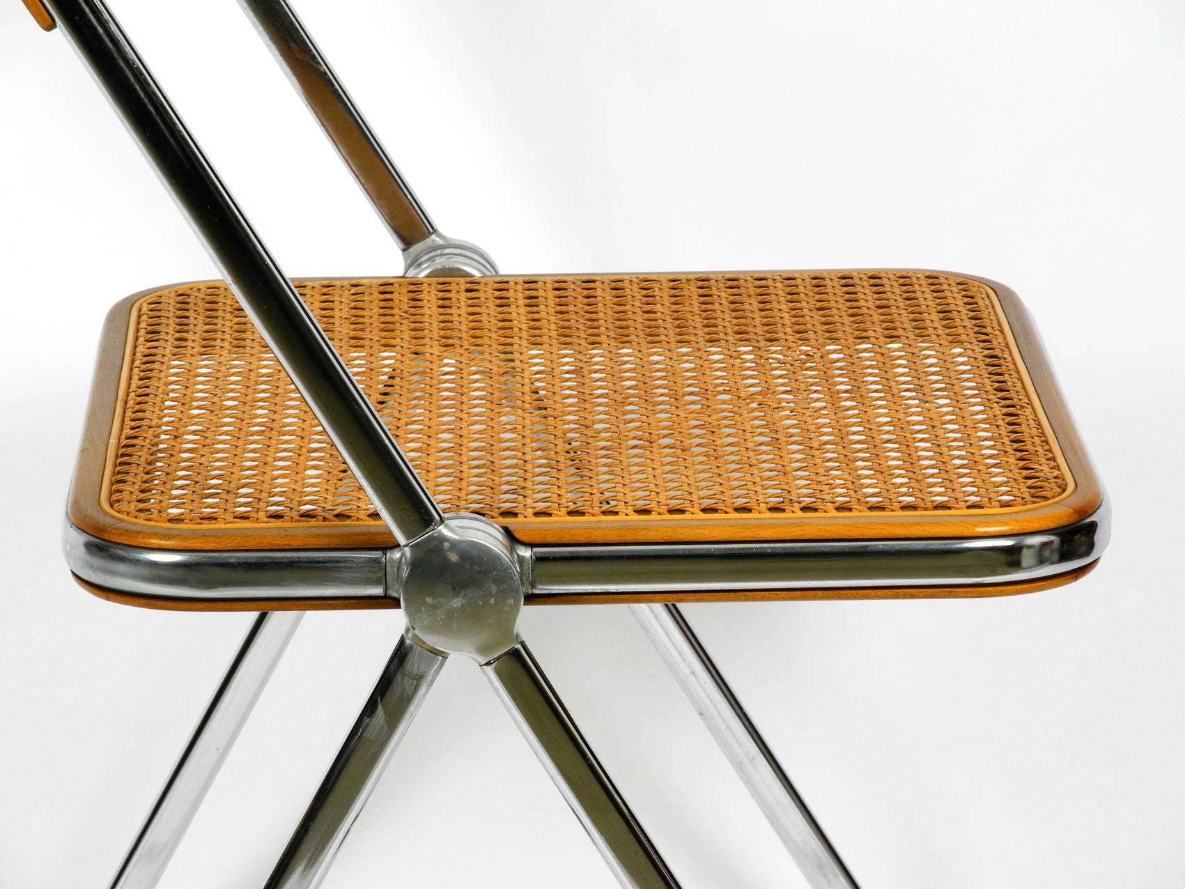 Mid-20th Century 1960s Plia Folding Chair with Woven Wicker Giancarlo Piretti for Castelli, 1967