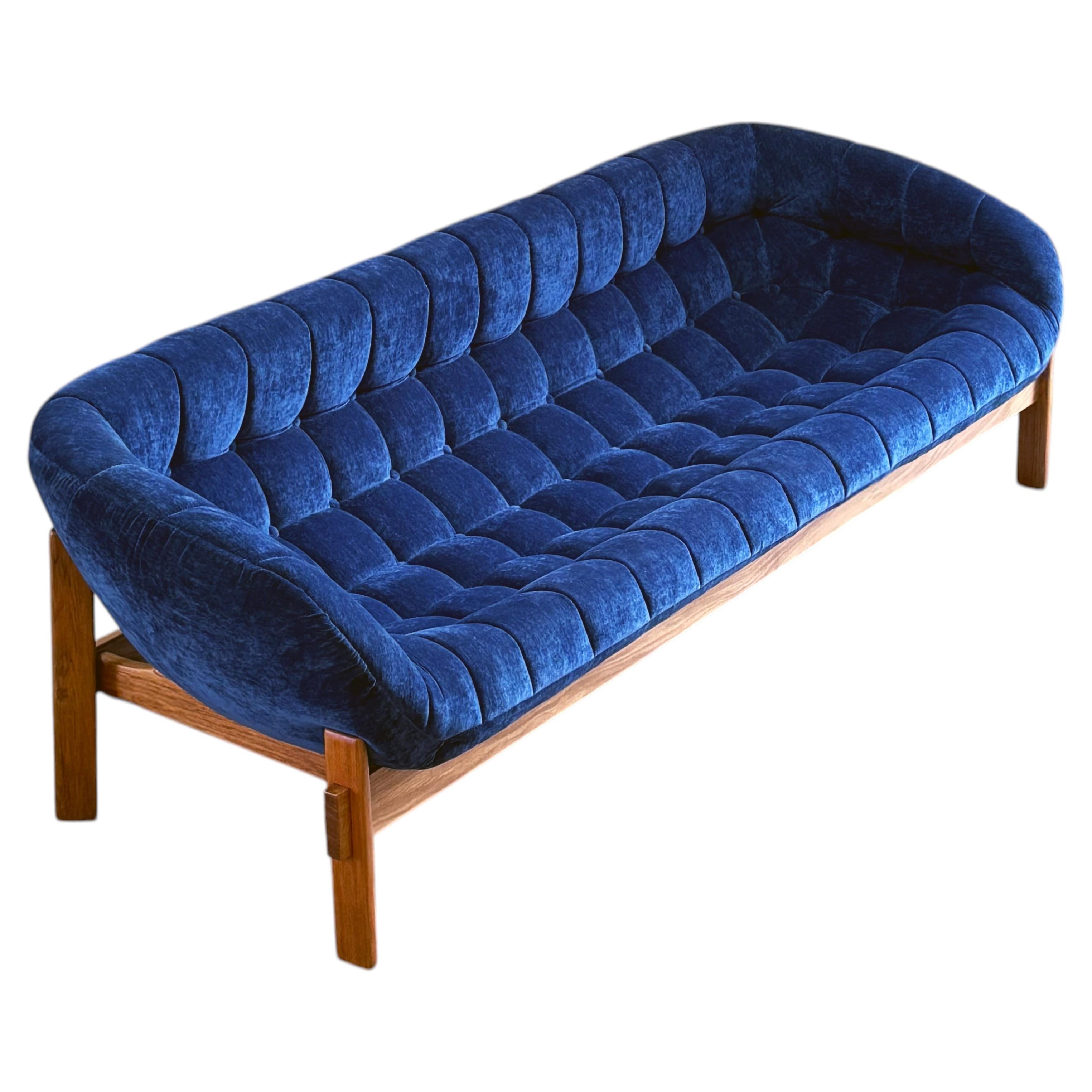 1960s Pod Sofa by R Huber in teak and blue upholstery
