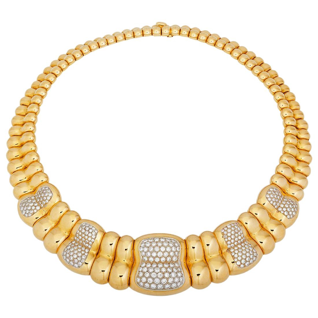 Vintage Poiray Paris Diamond 18 Karat Gold Collar Choker Necklace