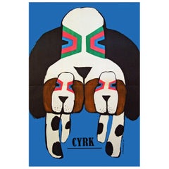 1960s Polish Cyrk Circus Dog Poster Pop Art Illustration