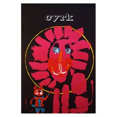 1960s Polish Cyrk Circus Pink Lion Poster