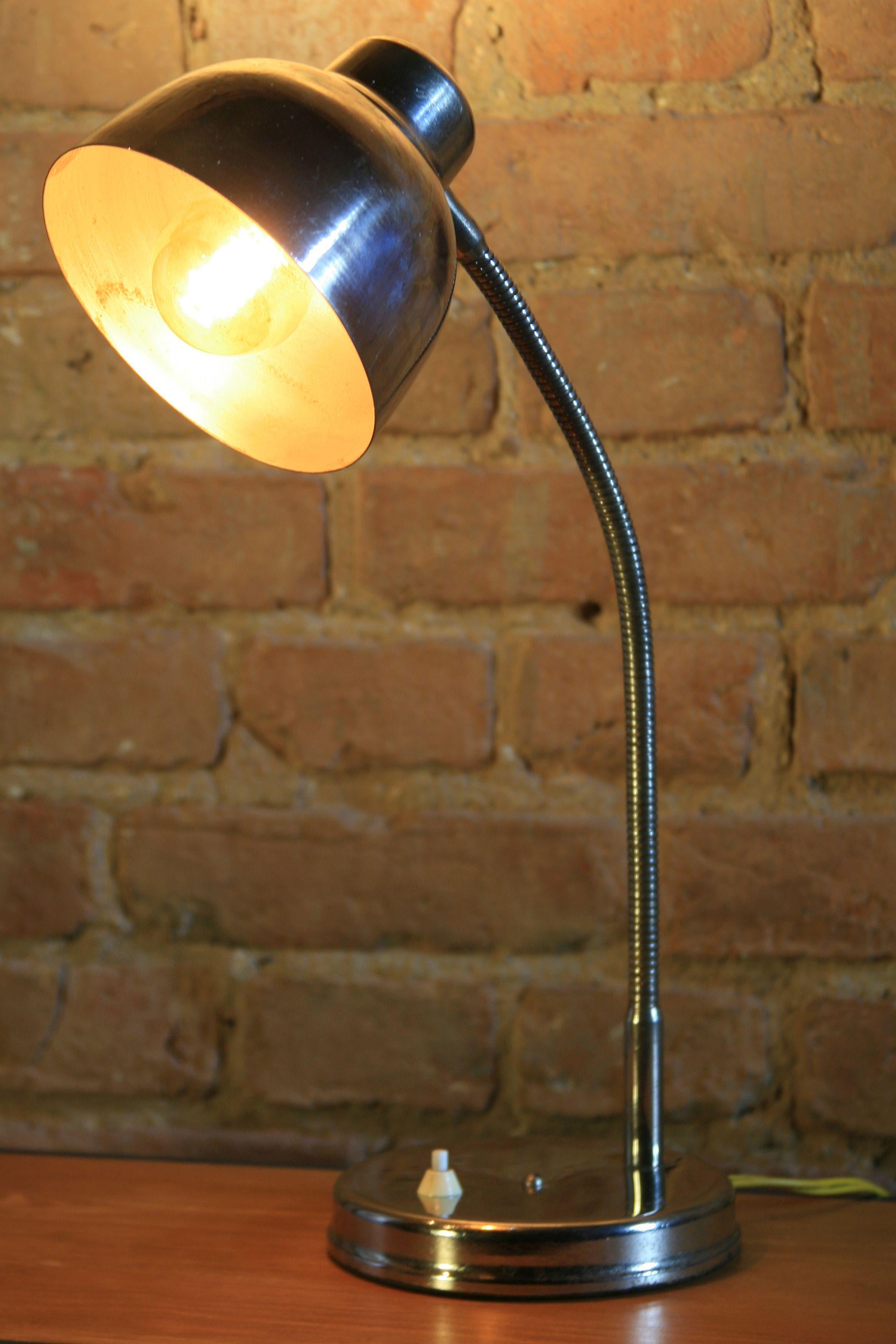 1960s Polish Table Lamp in Chrome In Good Condition For Sale In Warsaw, PL