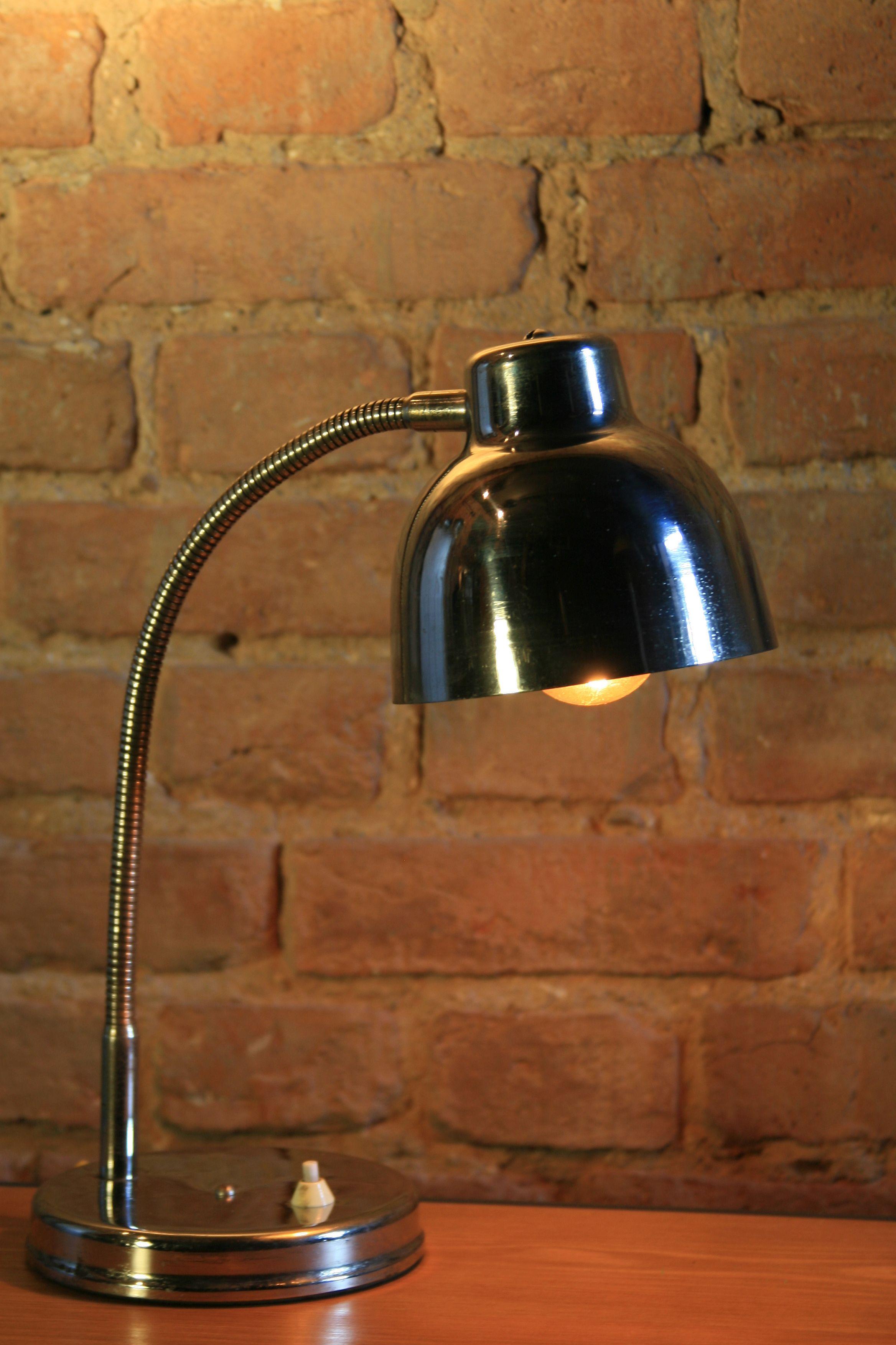 Mid-20th Century 1960s Polish Table Lamp in Chrome For Sale