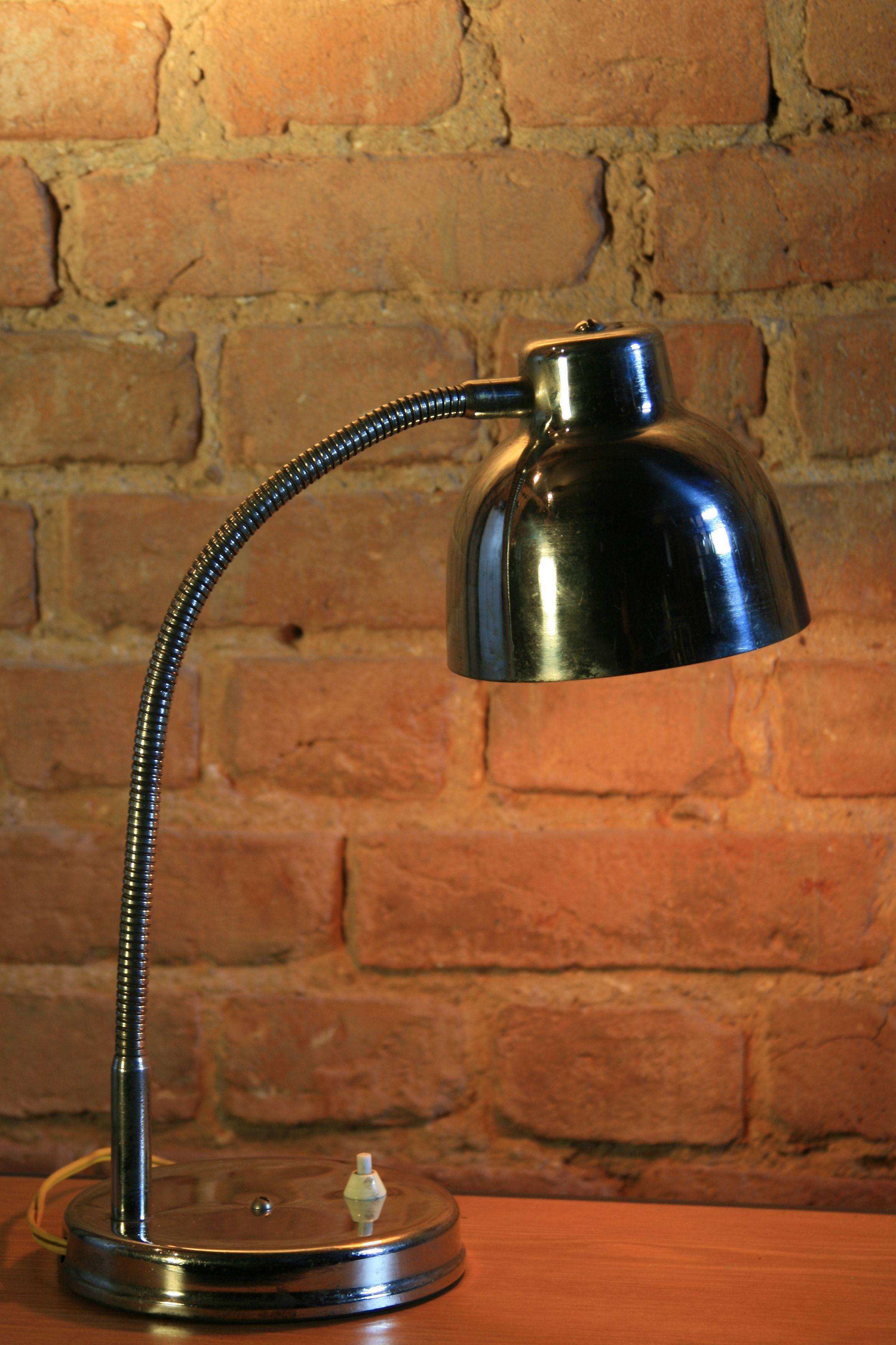 Iron 1960s Polish Table Lamp in Chrome For Sale