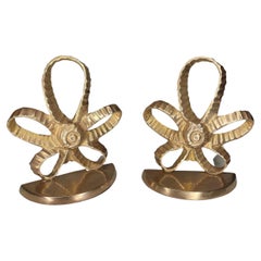 Retro 1960s Polished Brass Star Bookends, a Pair