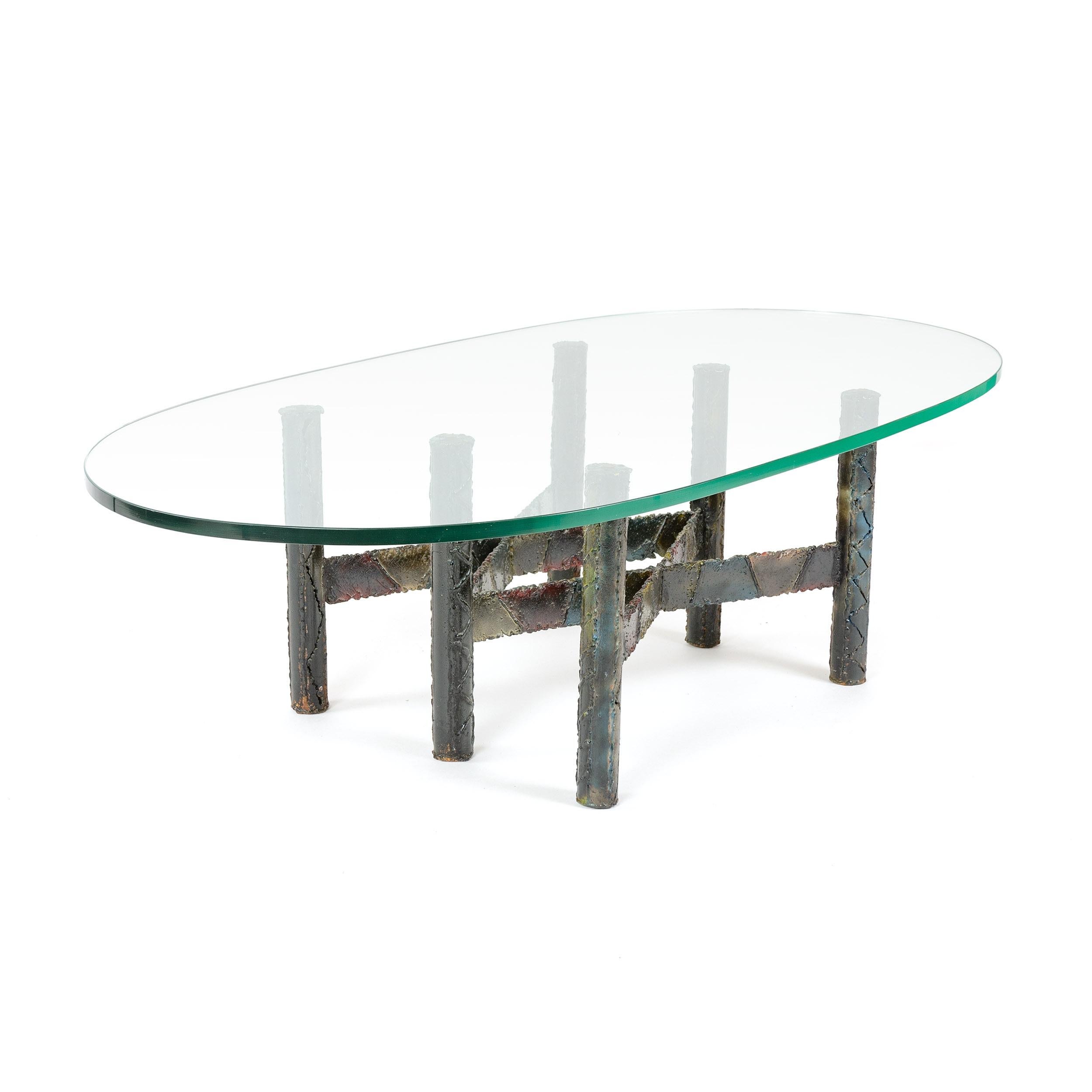 Mid-Century Modern 1960s Polychromed Steel Coffee or Cocktail Table by Paul Evans For Sale