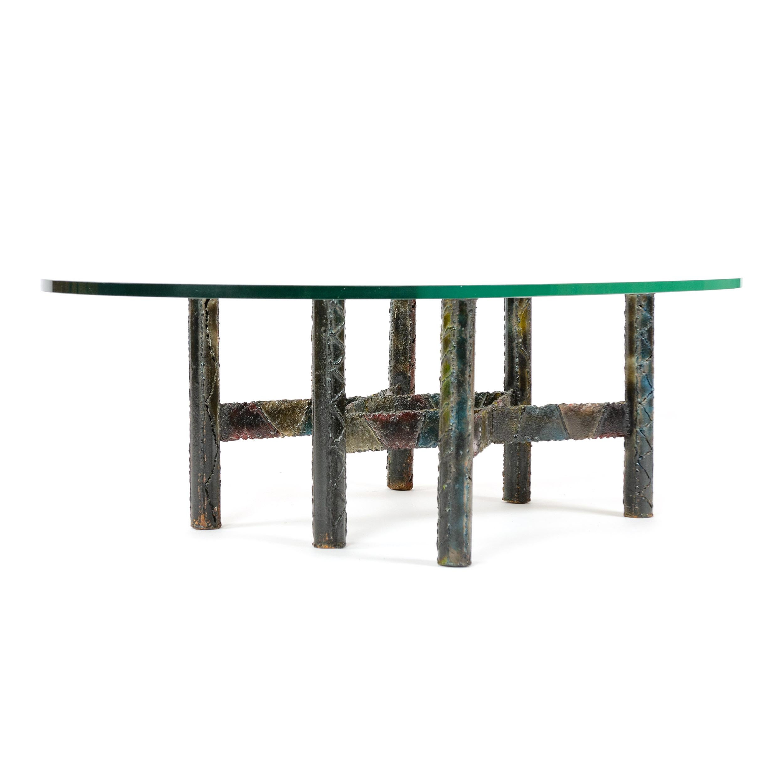 American 1960s Polychromed Steel Coffee or Cocktail Table by Paul Evans For Sale